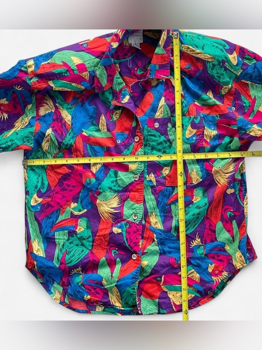 Vintage J.G. Hook Funky Tropical BirdPrint Short Sleeve Button Down Shirt Toucan - Picture 8 of 8